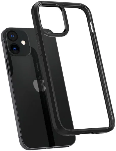 Spigen Crystal Hybrid Apple iPhone 12 Mini Hoesje Transparant Zwart afbeelding 2