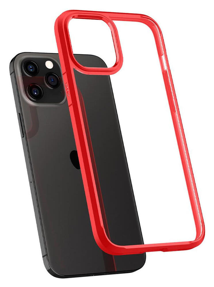 Spigen Ultra Hybrid Apple iPhone 12 Pro Max Hoesje Transparant/Rood afbeelding 2