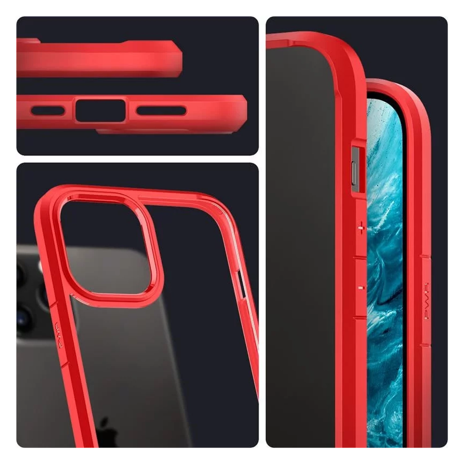 Spigen Ultra Hybrid Apple iPhone 12 Pro Max Hoesje Transparant/Rood afbeelding 4