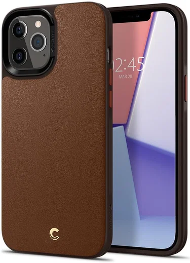 Spigen Cyrill Leather Brick Apple iPhone 12 Pro Max Hoesje Bruin afbeelding 1