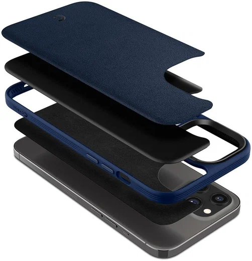Spigen Cyrill Basic Apple iPhone 12 Pro Max Hoesje Leather Blauw afbeelding 3