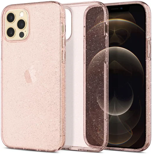 Spigen Liquid Crystal iPhone 12 / 12 Pro Hoesje Glitter Rose Quartz afbeelding 1