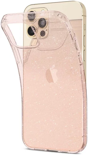 Spigen Liquid Crystal iPhone 12 / 12 Pro Hoesje Glitter Rose Quartz afbeelding 3