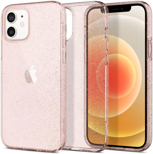 Spigen Liquid Crystal iPhone 12 / 12 Pro Hoesje Glitter Rose Quartz afbeelding 8