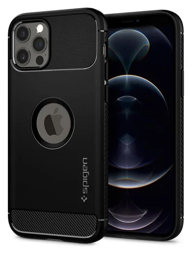 Spigen Rugged Armor Apple iPhone 12 / 12 Pro Hoesje Zwart afbeelding 1