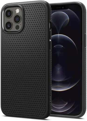 Spigen Liquid Air Apple iPhone 12 / 12 Pro Flexibel Hoesje Mat Zwart afbeelding 1