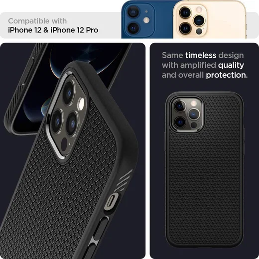 Spigen Liquid Air Apple iPhone 12 / 12 Pro Flexibel Hoesje Mat Zwart afbeelding 5
