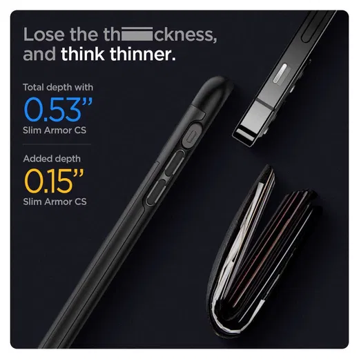 Spigen Slim Armor CS Apple iPhone 12 / 12 Pro Hoesje Zwart afbeelding 3