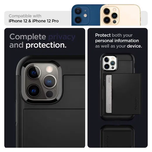 Spigen Slim Armor CS Apple iPhone 12 / 12 Pro Hoesje Zwart afbeelding 6