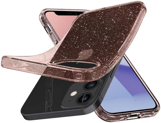 Spigen Liquid Crystal Apple iPhone 12 Mini Hoesje Glitter Roze Quartz afbeelding 4