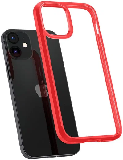 Spigen Ultra Hybrid Apple iPhone 12 Mini Hoesje Transparant/Rood afbeelding 2