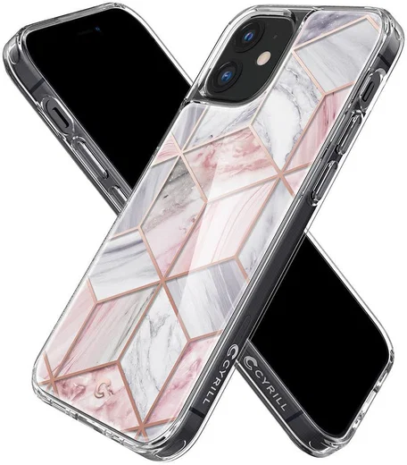 Spigen Cyrill Cecile Apple iPhone 12 Mini Hoesje Pink Marble afbeelding 2