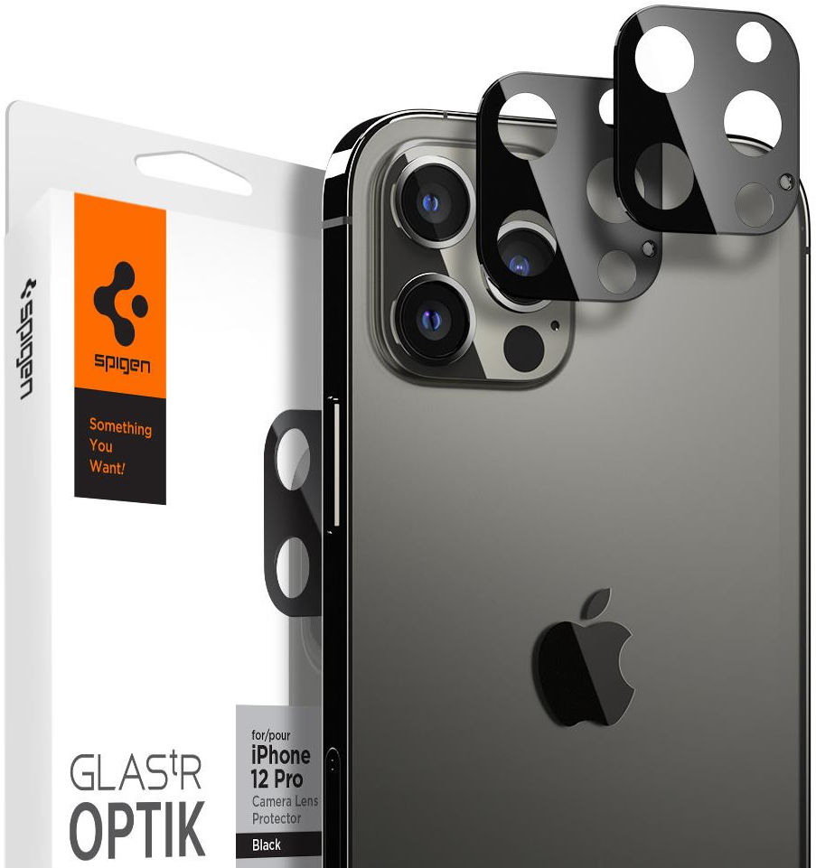 Spigen Optik Apple iPhone 12 Pro Camera Lens Protector (2-Pack) Zwart afbeelding 1