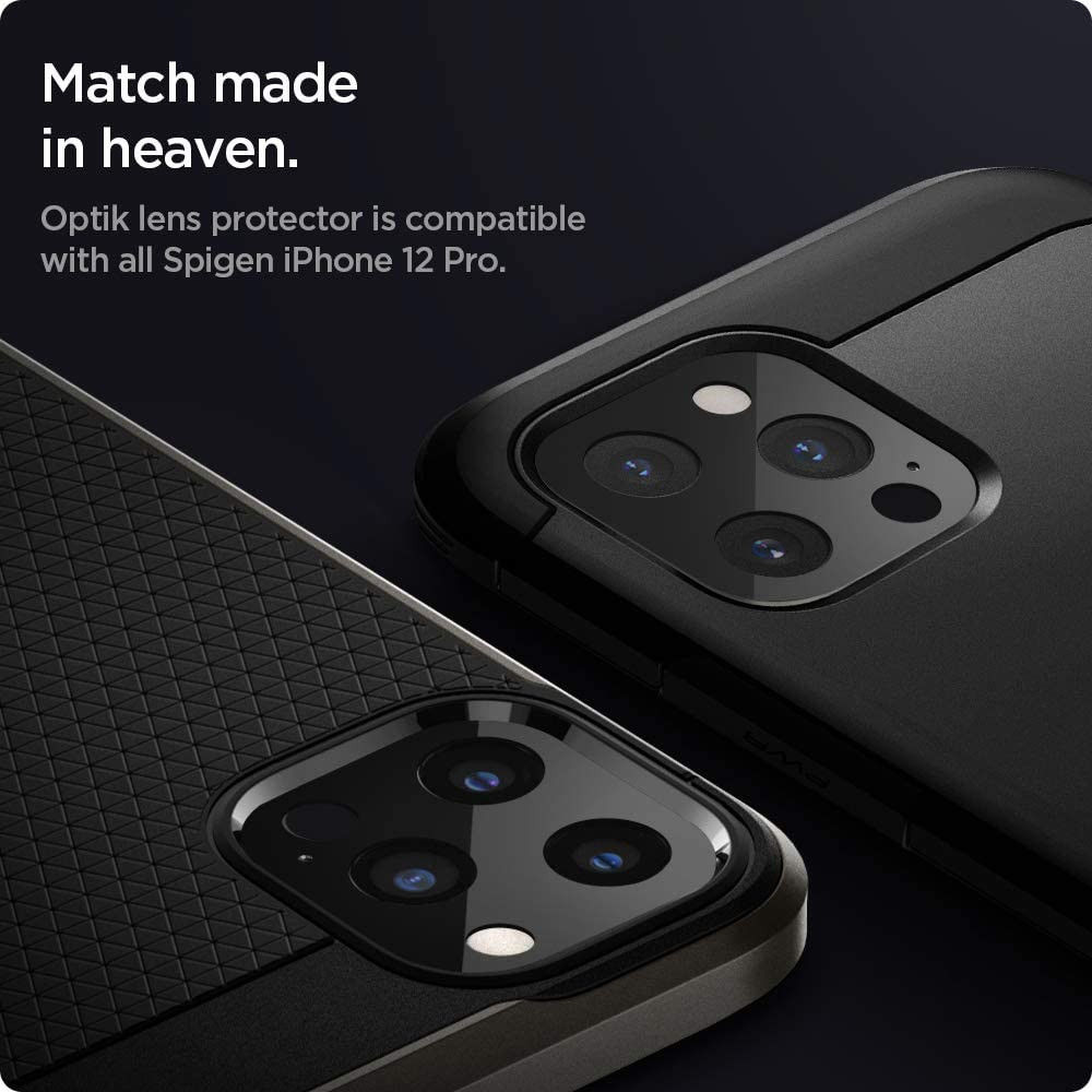 Spigen Optik Apple iPhone 12 Pro Camera Lens Protector (2-Pack) Zwart afbeelding 9