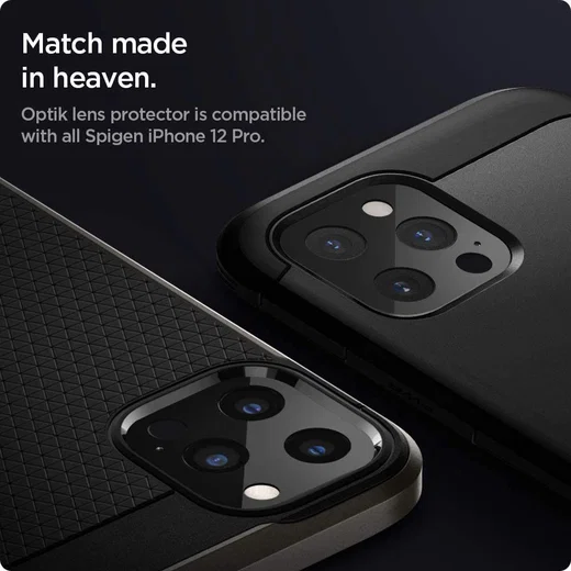 Spigen Optik Apple iPhone 12 Pro Camera Lens Protector (2-Pack) Zwart afbeelding 9