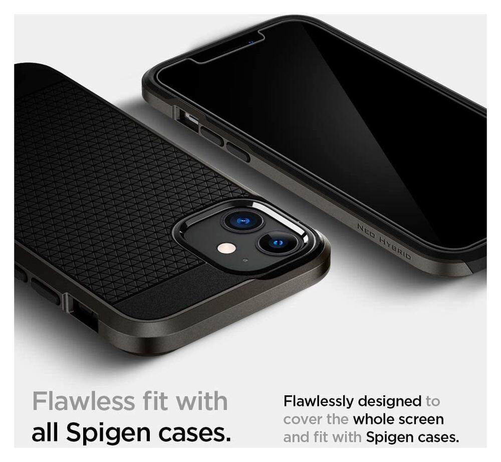 Spigen EZ Fit Glas.tR Apple iPhone 12 Mini Screen Protector (2-Pack) afbeelding 2