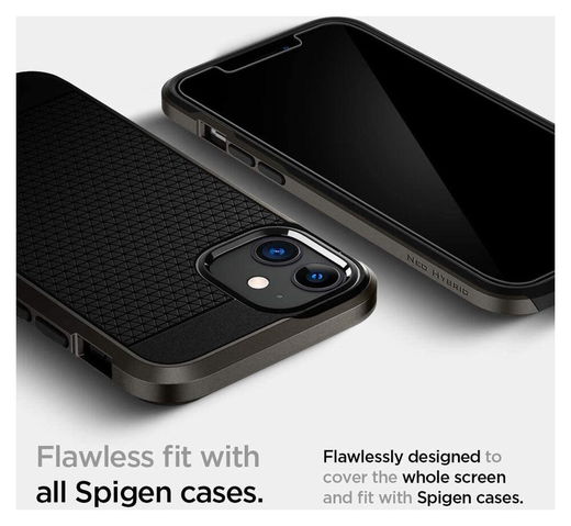 Spigen EZ Fit Glas.tR Apple iPhone 12 Mini Screen Protector (2-Pack) afbeelding 2