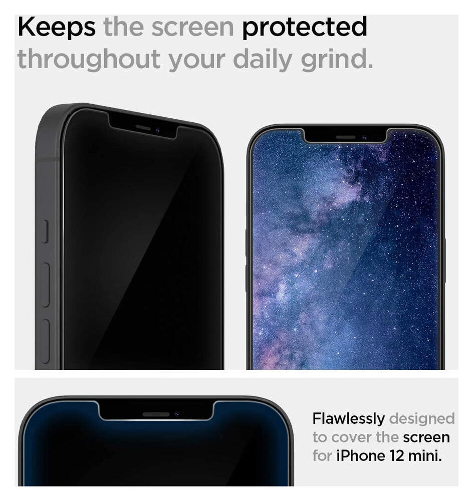Spigen EZ Fit Glas.tR Apple iPhone 12 Mini Screen Protector (2-Pack) afbeelding 5