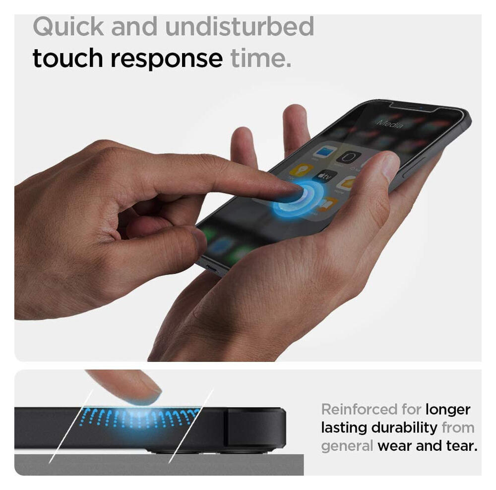 Spigen EZ Fit Glas.tR Apple iPhone 12 Mini Screen Protector (2-Pack) afbeelding 7