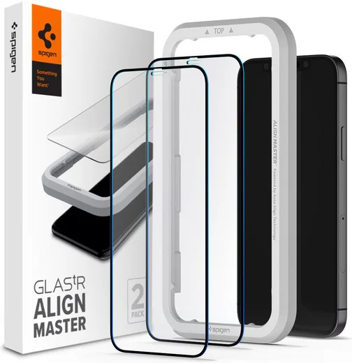 Spigen Tempered Glass Full Cover iPhone 12 Mini Zwart 2-Pack afbeelding 1