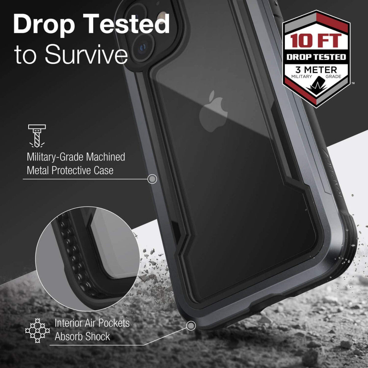 Raptic Shield Apple iPhone 12 Mini Hoesje Militair Getest Zwart afbeelding 5
