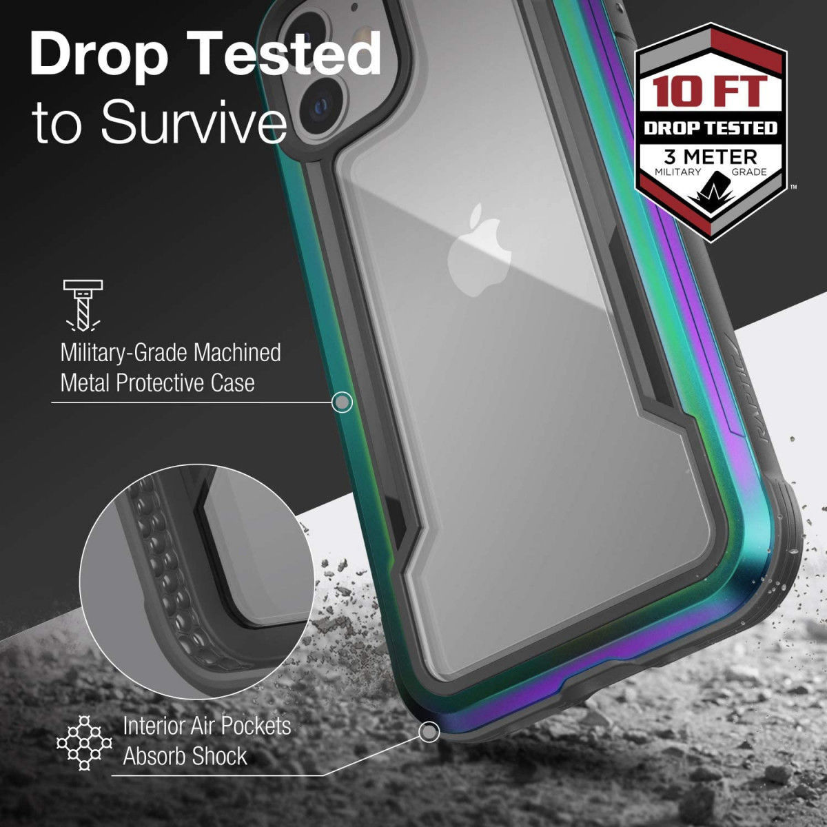 Raptic Shield Apple iPhone 12 Mini Hoesje Militair Getest Iridescent afbeelding 5