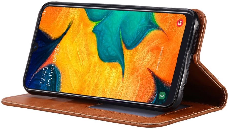 Samsung Galaxy A20e Portemonnee Hoesje Bruin met Standfunctie afbeelding 7