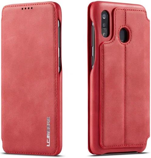 LC.IMEEKE Samsung Galaxy A20e Portemonnee Hoesje Kunstleer Rood afbeelding 1