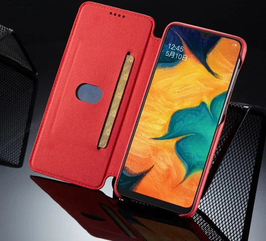 LC.IMEEKE Samsung Galaxy A20e Portemonnee Hoesje Kunstleer Rood afbeelding 2