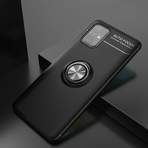 Samsung Galaxy a71 Hoesje met Ring Kickstand Zwart afbeelding 1