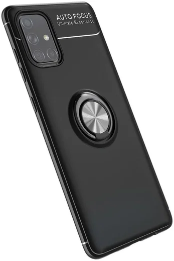 Samsung Galaxy a71 Hoesje met Ring Kickstand Zwart afbeelding 3