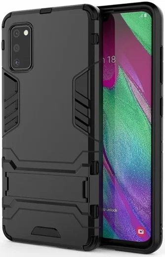 Samsung Galaxy A41 Hybride Hoesje Zwart met Kickstand afbeelding 1