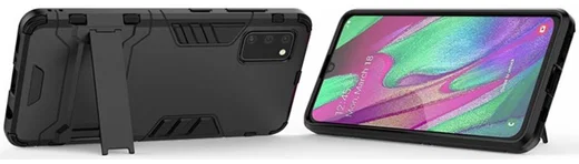 Samsung Galaxy A41 Hybride Hoesje Zwart met Kickstand afbeelding 3
