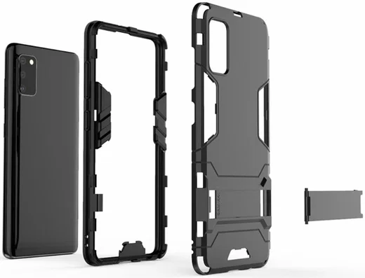 Samsung Galaxy A41 Hybride Hoesje Zwart met Kickstand afbeelding 5