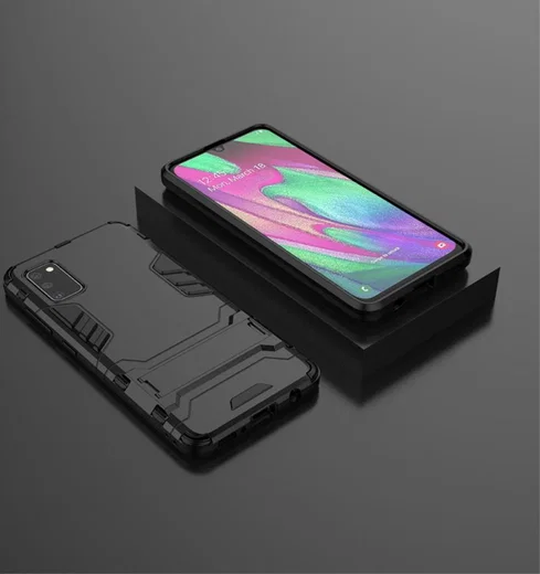 Samsung Galaxy A41 Hybride Hoesje Zwart met Kickstand afbeelding 8