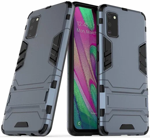 Samsung Galaxy A41 Hybride Hoesje Blauw met Kickstand afbeelding 4