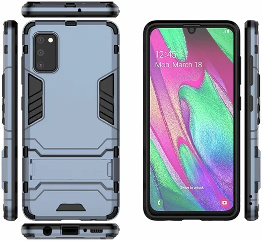 Samsung Galaxy A41 Hybride Hoesje Blauw met Kickstand afbeelding 2