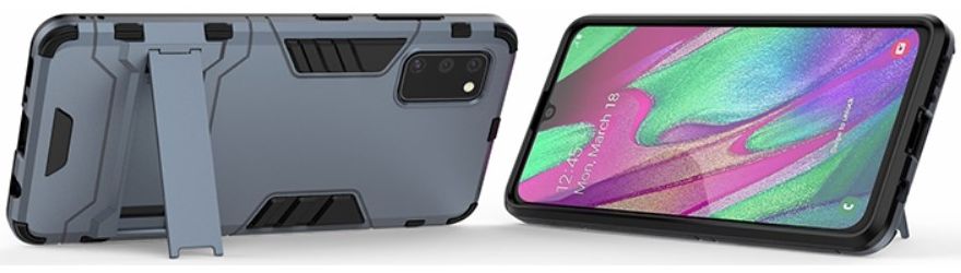 Samsung Galaxy A41 Hybride Hoesje Blauw met Kickstand afbeelding 3