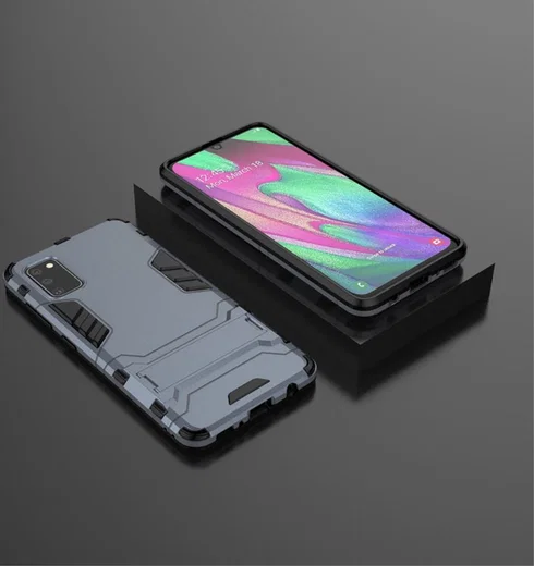 Samsung Galaxy A41 Hybride Hoesje Blauw met Kickstand afbeelding 5