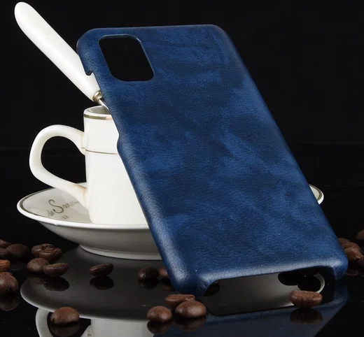 Samsung Galaxy A41 Hoesje Litchi Skin Backcover Blauw afbeelding 3