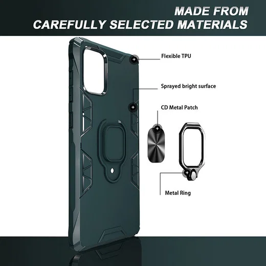Samsung Galaxy A71 Hoesje Metalen Kickstand Blauw/Zwart met Magneet afbeelding 9