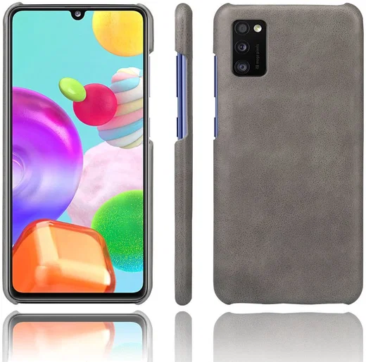 Samsung Galaxy A41 Hoesje Crazy Horse Back Cover Lederen Coating Grijs afbeelding 2