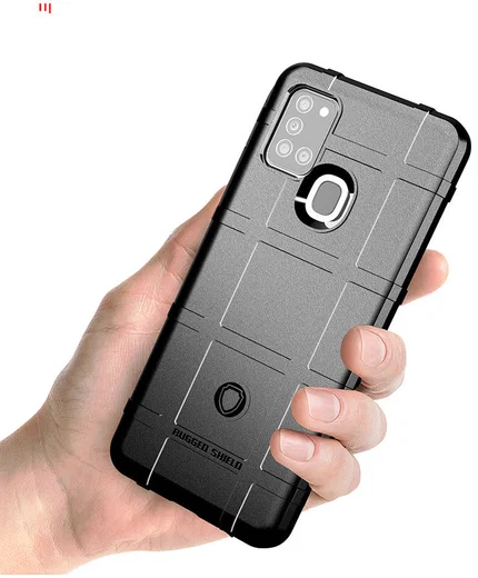 Samsung Galaxy A21s Hoesje Shock Proof Rugged Shield Zwart afbeelding 2