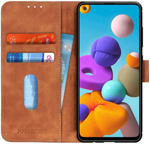 Samsung Galaxy A21S Hoesje Vintage Wallet Book Case Bruin afbeelding 1
