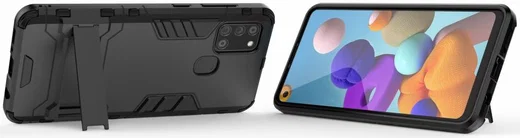 Samsung Galaxy A21S Hoesje Shock Proof Back Cover Met Kickstand Zwart afbeelding 8