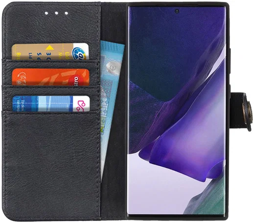 Samsung Galaxy Note 20 Ultra Hoesje Vintage Wallet Book Case Zwart afbeelding 1