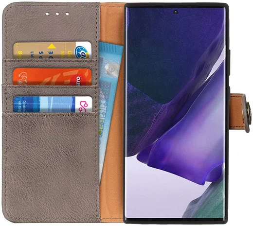 Samsung Galaxy Note 20 Ultra Hoesje Vintage Wallet Book Case Grijs afbeelding 1