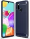 Samsung Galaxy A21s Geborsteld TPU Hoesje Carbon Fiber Blauw afbeelding 1