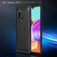 Samsung Galaxy A21s Geborsteld TPU Hoesje Carbon Fiber Rood afbeelding 3