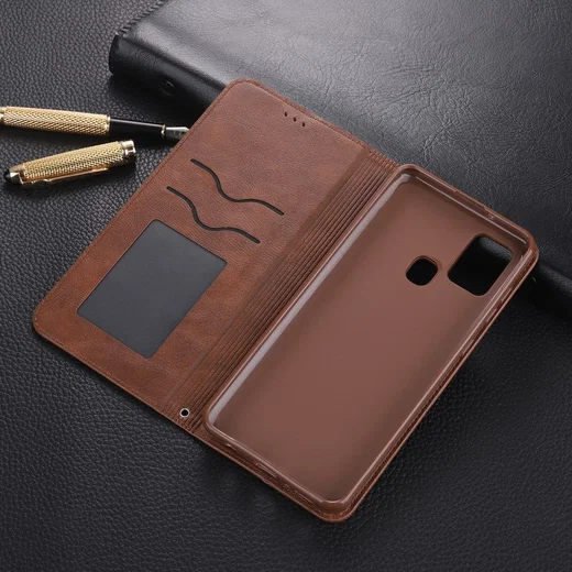 AZNS Samsung Galaxy A21S Hoesje Wallet Book Case Kunstleer Coffee afbeelding 11